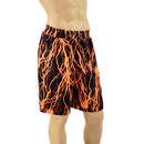 Mens Basketball Shorts with Pockets in Neon Orange Lightning - Coquetry Clothing
