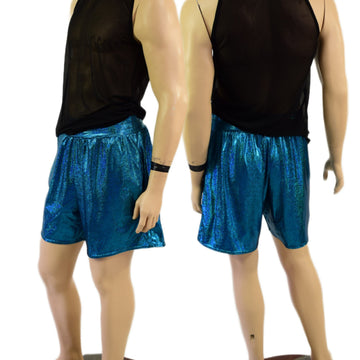 Mens Basketball Shorts with Pockets in Ocean Sparkle - Coquetry Clothing