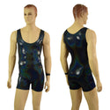 Mens Black Holographic Singlet Romper - 1