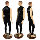 Mens Black Mystique Sleeveless Catsuit with Turtleneck and Back Zipper - Coquetry Clothing