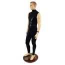 Mens Black Mystique Sleeveless Catsuit with Turtleneck and Back Zipper - Coquetry Clothing