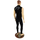Mens Black Mystique Sleeveless Catsuit with Turtleneck and Back Zipper - Coquetry Clothing