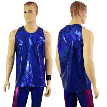 Mens Blue Sparkly Jewel Muscle Tank - Coquetry Clothing