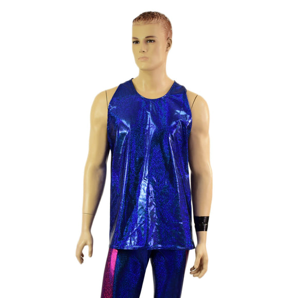 Mens Blue Sparkly Jewel Muscle Tank - Coquetry Clothing