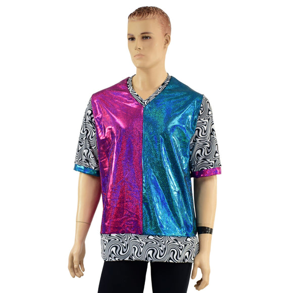Mens Color Block V Neck Shirt - Coquetry Clothing
