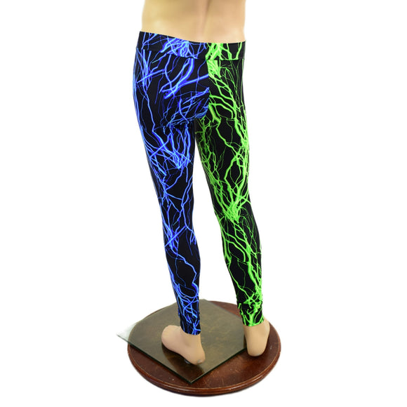 Mens Color Split Neon Lightning Leggings - Coquetry Clothing