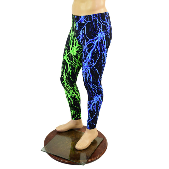 Mens Color Split Neon Lightning Leggings - Coquetry Clothing