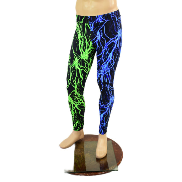 Mens Color Split Neon Lightning Leggings - Coquetry Clothing