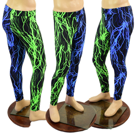 Mens Color Split Neon Lightning Leggings - Coquetry Clothing
