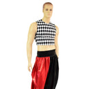 Mens Crew Neck Crop Top in Black and White Diamond - Coquetry Clothing
