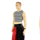 Mens Crew Neck Crop Top in Black and White Diamond - Coquetry Clothing