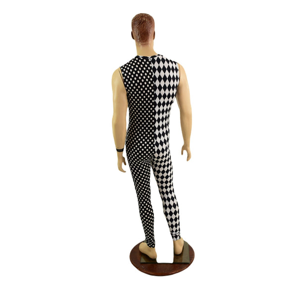Mens Deep V Color Split Sleeveless Catsuit - Coquetry Clothing