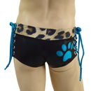 Mens Extra Cheeky Lowrise Laceup Aruba Shorts with Paw Print - Coquetry Clothing