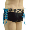 Mens Extra Cheeky Lowrise Laceup Aruba Shorts with Paw Print - 2
