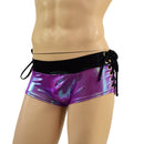 Mens Extra Cheeky Lowrise Laceup Aruba Shorts with Pockets - Coquetry Clothing