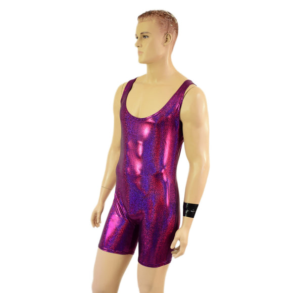Mens Fuchsia Sparkly Jewel Singlet Romper - Coquetry Clothing