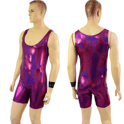 Mens Fuchsia Sparkly Jewel Singlet Romper - Coquetry Clothing