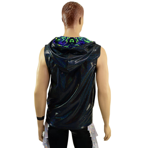 Mens Fully Lined Zipper Front Hooded Vest with Pockets - Coquetry Clothing