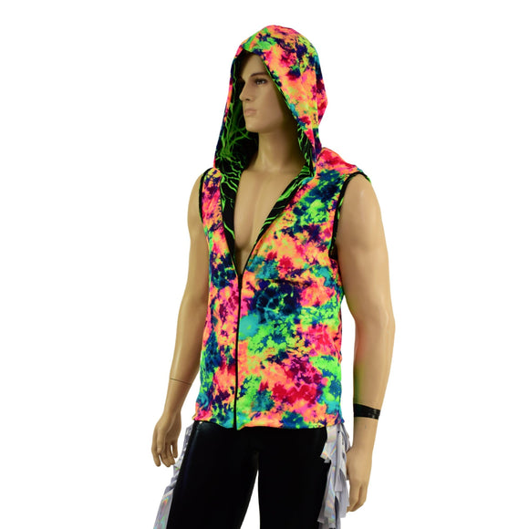 Mens Fully Lined Zipper Front Hooded Vest with Pockets - Coquetry Clothing