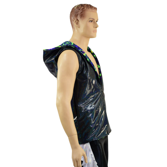 Mens Fully Lined Zipper Front Hooded Vest with Pockets - Coquetry Clothing
