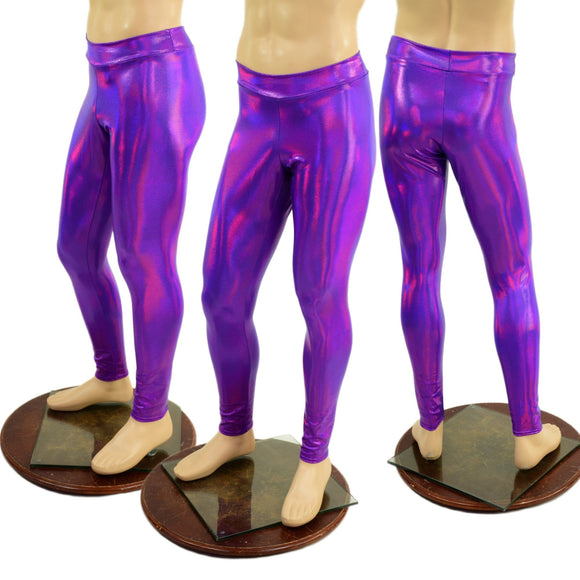 Mens Grape Holographic Midrise Leggings - Coquetry Clothing