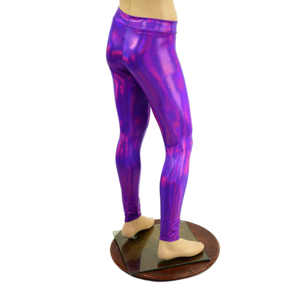 Mens Grape Holographic Midrise Leggings - Coquetry Clothing