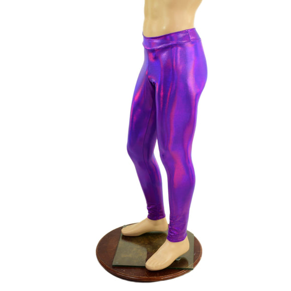Mens Grape Holographic Midrise Leggings - Coquetry Clothing