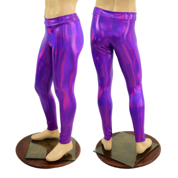 Mens Grape Holographic Midrise Leggings - Coquetry Clothing