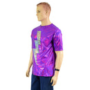 Mens Grape Holoraphic Tee with Pink and Silver Bolt Applique - Coquetry Clothing