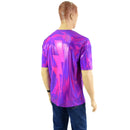 Mens Grape Holoraphic Tee with Pink and Silver Bolt Applique - Coquetry Clothing