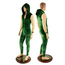 Mens Green Velvet Zipper Catsuit - Coquetry Clothing