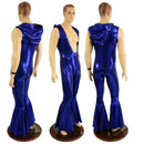 Mens Hooded "Flava Rava" Catsuit in Blue Sparkly Jewel - Coquetry Clothing