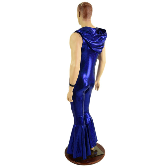 Mens Hooded "Flava Rava" Catsuit in Blue Sparkly Jewel - Coquetry Clothing