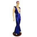 Mens Hooded "Flava Rava" Catsuit in Blue Sparkly Jewel - Coquetry Clothing