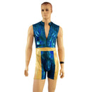 Mens KAPOW Romper in Ocean Sparkle and Gold Sparkly Jewel - Coquetry Clothing