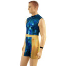 Mens KAPOW Romper in Ocean Sparkle and Gold Sparkly Jewel - Coquetry Clothing