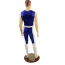Mens KAPOW Superhero Catsuit in Blue Sparkly Jewel and Flashbulb - Coquetry Clothing