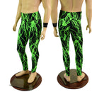 Mens Leggings in Neon Green Lightning - Coquetry Clothing