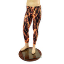 Mens Leggings in Neon Orange Lightning - Coquetry Clothing