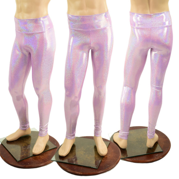 Mens Lilac Holographic Leggings - Coquetry Clothing