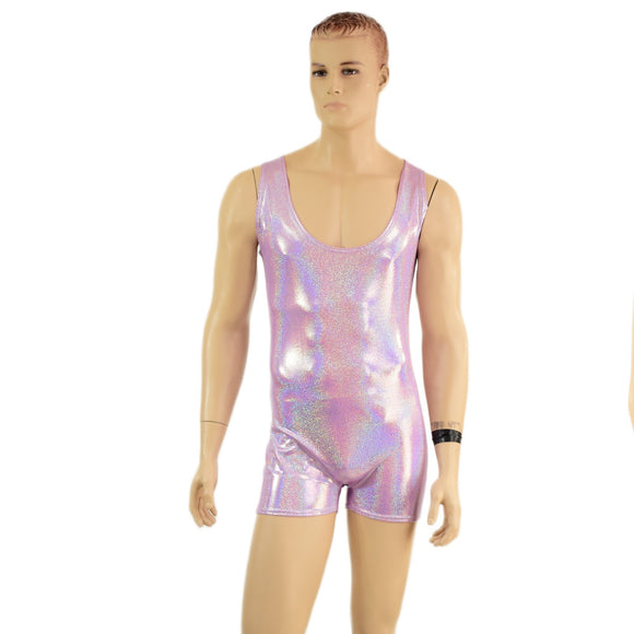 Mens Lilac Holographic Singlet Romper - Coquetry Clothing