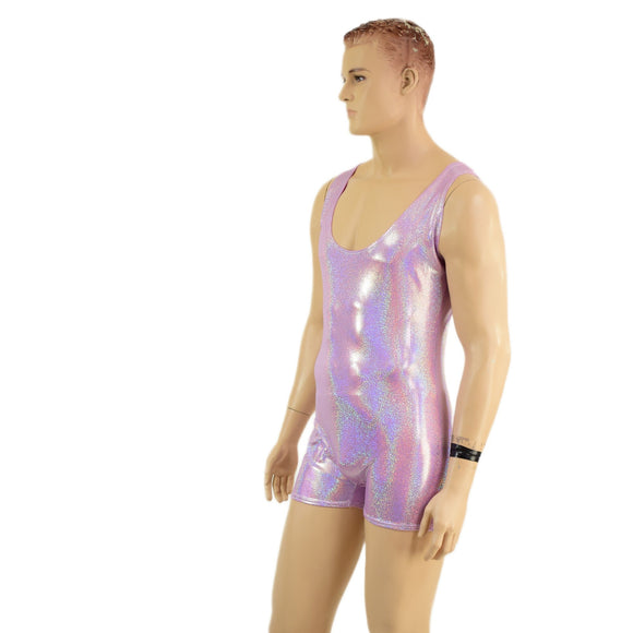 Mens Lilac Holographic Singlet Romper - Coquetry Clothing