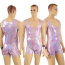 Mens Lilac Holographic Singlet Romper - Coquetry Clothing