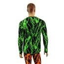 Mens Long Sleeve V Neck Shirt in Neon Green Lightning - Coquetry Clothing