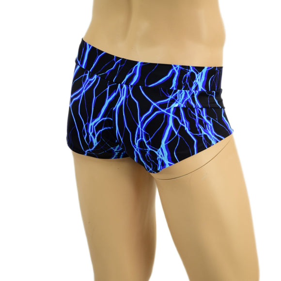 Mens Lowrise Aruba Shorts in Neon Blue Lightning - Coquetry Clothing