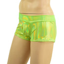 Mens Lowrise Aruba Shorts in Neon Lime Holographic - Coquetry Clothing