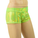 Mens Lowrise Aruba Shorts in Neon Lime Holographic - Coquetry Clothing