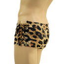 Mens Lowrise Laceup Aruba Shorts in Leopard Print - Coquetry Clothing