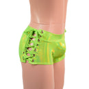 Mens Lowrise Laceup Aruba Shorts in Neon Lime Holographic - Coquetry Clothing
