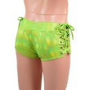 Mens Lowrise Laceup Aruba Shorts in Neon Lime Holographic - Coquetry Clothing